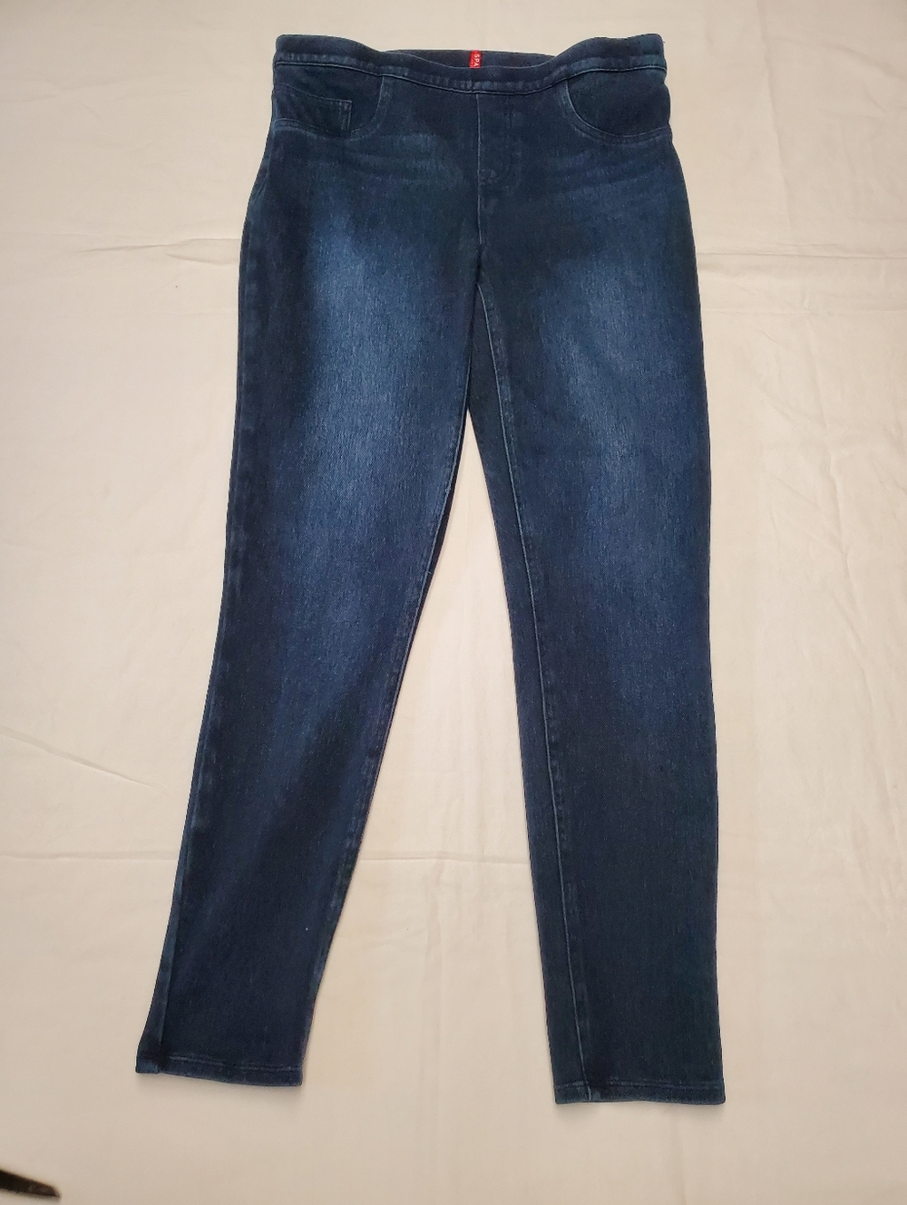 SPANX Pull On Skinny Jeans Dark Wash High Rise Stretch Jeggings Slim Fit Denim W